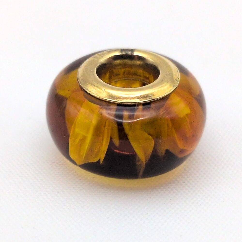 Gems En Vogue Michael Valitutti Orange Glass Bead Charm Sterling Silver Core